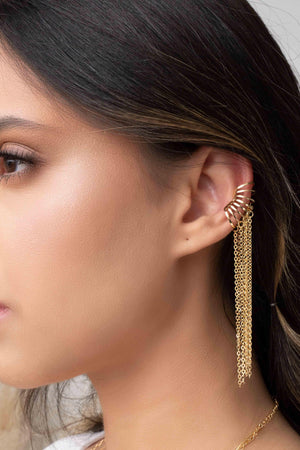 Piercing Filetes com Franja Banhado a Ouro 18K