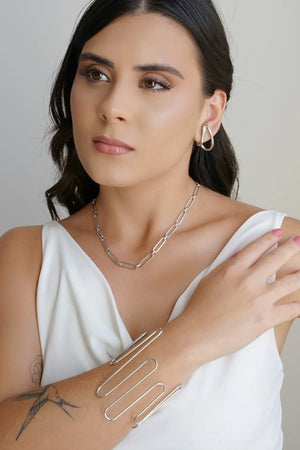 Choker Elos Ovais 5 mm Ródio Branco