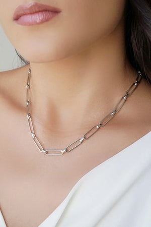 Choker Elos Ovais 5 mm Ródio Branco