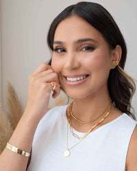 Gargantilha Veneziana com Pingente Redondo Liso Banhado a Ouro 18K - 45 cm