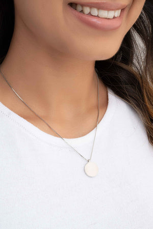 Gargantilha Veneziana com Pingente Redondo Liso Ródio Branco - 45 cm