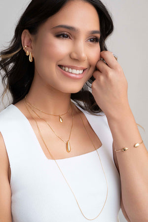Brinco Gota Lisa 1.5 cm Banhado a Ouro 18K