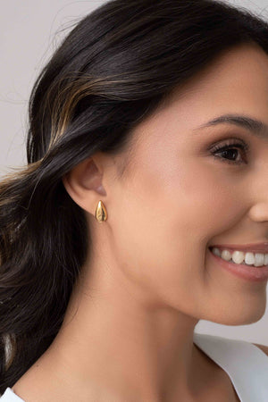 Brinco Gota Lisa 1.5 cm Banhado a Ouro 18K