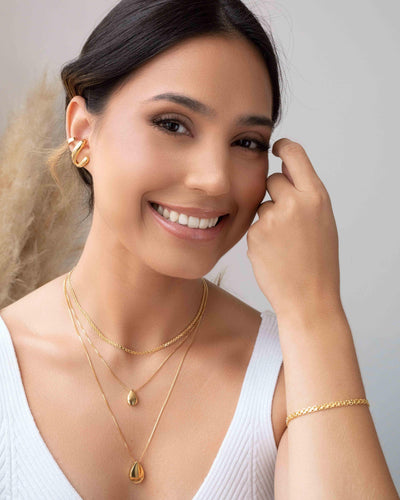 Ear Cuff Dois Filetes Lisos Banhado a Ouro 18K