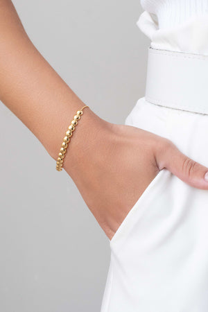 Pulseira Bolas Achatadas com Fecho Gravata Banhado a Ouro 18K