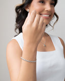 Pulseira Bolas Achatadas com Fecho Gravata Ródio Branco