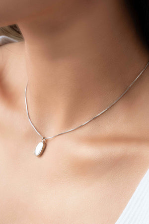 Choker Veneziana com Pingente Oval Liso Ródio Branco