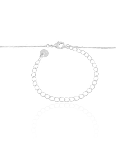 Colar Veneziana com Pingente Oval Liso Ródio Branco - 45 cm