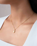 Choker Veneziana com Pingente de Gota Lisa Banhado a Ouro 18K
