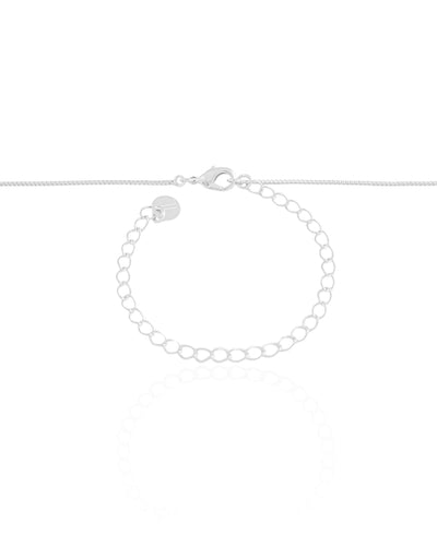 Colar Veneziana com Pingente de Gota Abaulada Lisa Ródio Branco - 45 cm