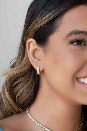 Brinco Argola Cravejado Cristal 1.6 cm Banhado a Ouro 18K