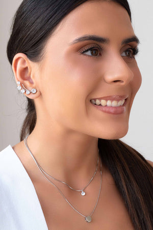 Ear Cuff Pontos de Luz Cristal Ródio Branco