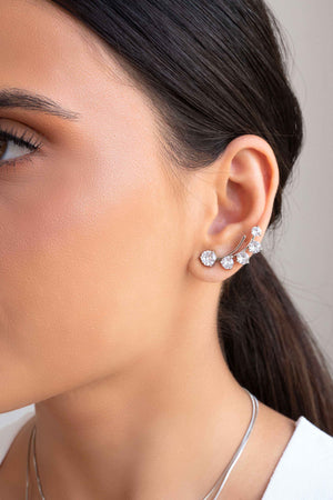 Ear Cuff Pontos de Luz Cristal Ródio Branco