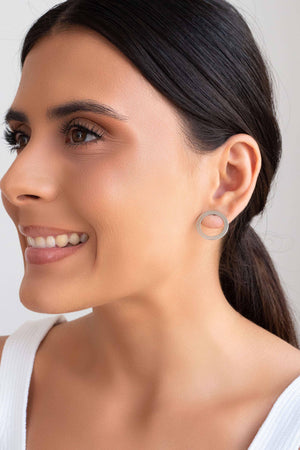 Brinco Argola Frontal Flat Liso 2.0 cm Ródio Branco