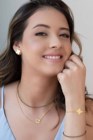 Pulseira Hematita Mola Banhado a Ouro 18K