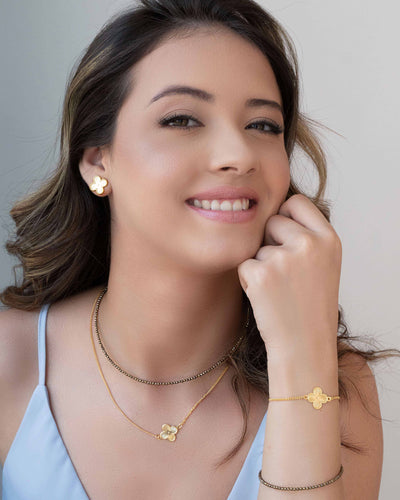 Pulseira Hematita Mola Banhado a Ouro 18K