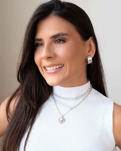 Choker Elos 7 mm Ródio Branco - 32 cm