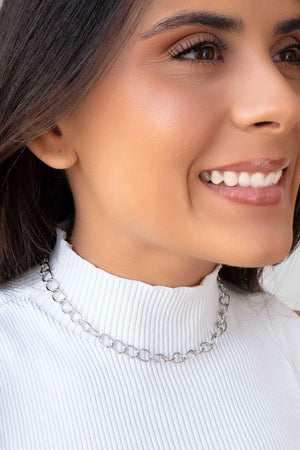 Choker Elos 7 mm Ródio Branco