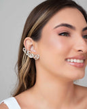 Ear Cuff Entrelaçado Ródio Branco