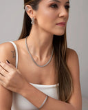 Brinco Meia Argola Mola 3.3 cm  Ródio Branco