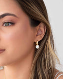 Brinco Argola Click Pérola 2.3 cm Banhado a Ouro 18K