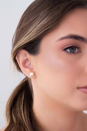 Brinco Pérola 8 mm Banhado a Ouro 18K