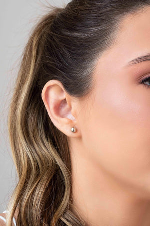 Brinco Bola Lisa 6 mm Ródio Branco