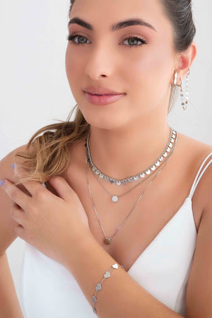 Ear Line Plaquinhas Ródio Branco