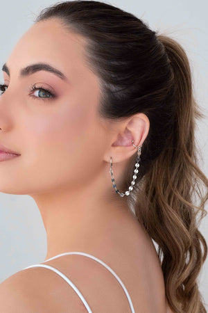 Ear Line Plaquinhas Ródio Branco