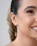 Brinco Coração Vazado Cravejado Cristal Banhado a Ouro 18K