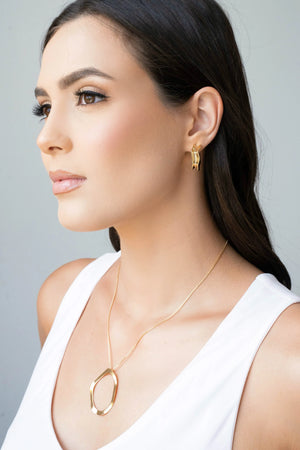 Gargantilha Veneziana Oval Ondas Banhado a Ouro 18K