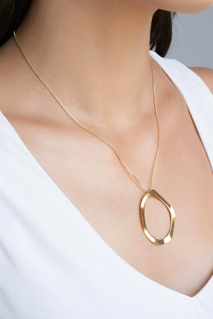 Gargantilha Veneziana Oval Ondas Banhado a Ouro 18K