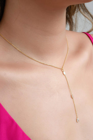 Gargantilha Gravata Elos Americanos com Pontos de Luz Banhado a Ouro 18K