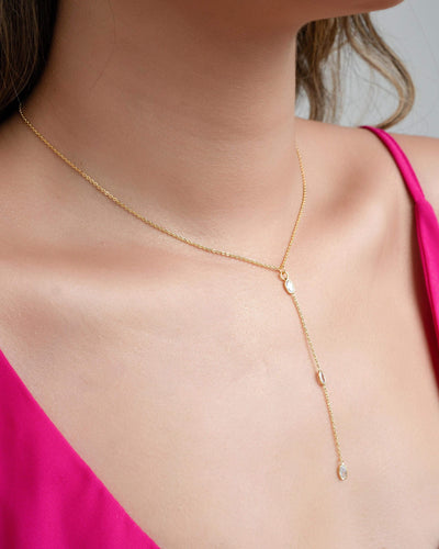 Colar Gravata Elos Americanos com Pontos de Luz Banhado a Ouro 18K - 40 cm