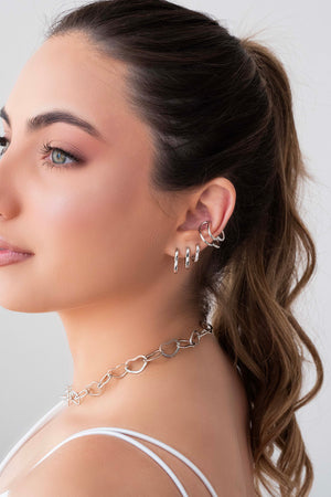 Choker Corações Vazados Ródio Branco