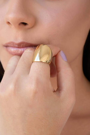 Anel Liso Abaulado Tamanho 13 Banhado a Ouro 18K