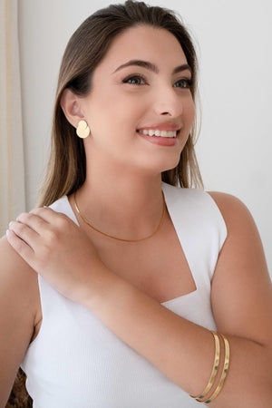 Ear Jacket Redondo Liso Banhado a Ouro 18K