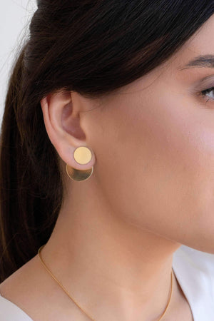 Ear Jacket Redondo Liso Banhado a Ouro 18K