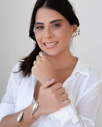 Ear Cuff Gotas Lisas Ródio Branco