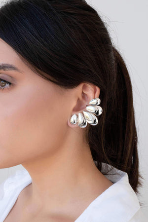 Ear Cuff Gotas Lisas Ródio Branco