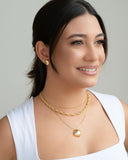 Gargantilha Veneziana Quadrado Abaulado Liso Banhado a Ouro 18K