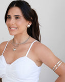 Gargantilha Veneziana Quadrado Abaulado Liso Ródio Branco