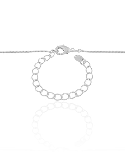 Colar Veneziana Quadrado Abaulado Liso Ródio Branco - 40 cm