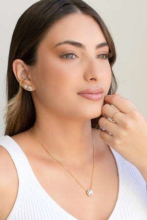 Brinco Ponto de Luz 5 mm Cristal Banhado a Ouro 18K