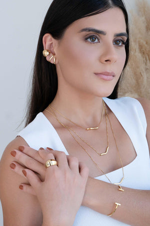 Ear Cuff Dois Filetes Liso Banhado a Ouro 18K