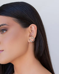 Ear Cuff Dois Filetes Liso Ródio Branco