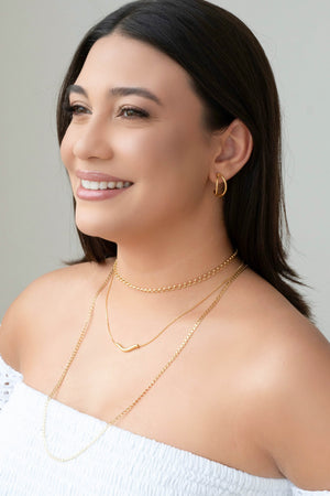 Gargantilha Veneziana Pingente Ondulado Banhado a Ouro 18K - 40 cm