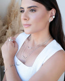 Gargantilha Veneziana Pingente Ondulado Ródio Branco - 40 cm