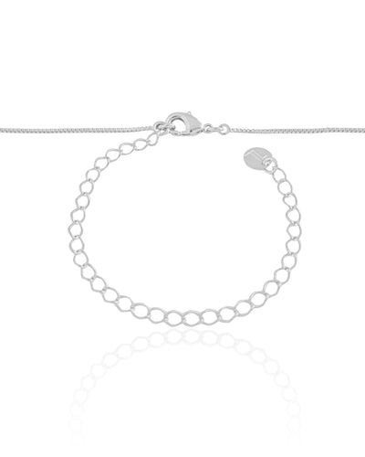 Colar Veneziana Pingente Ondulado Ródio Branco - 40 cm