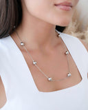 Gargantilha Veneziana Bolas Lisas Ródio Branco